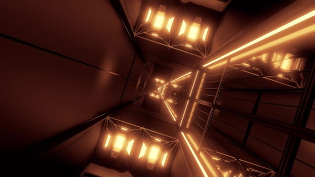 rotating space tunnel corridor background 3d illustration, futuristic scifi wallpaper 3d rendering