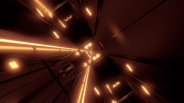 rotating space tunnel corridor background 3d illustration, futuristic scifi wallpaper 3d rendering