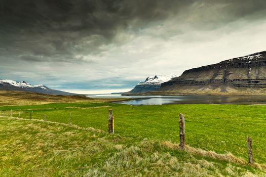 Beautiful green landscape in Iceland 