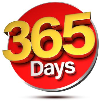 365 Days 3d rendering on white background.(with Clipping Path).