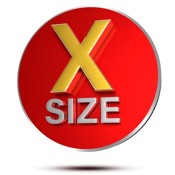 Text X Size 3d rendering on white background.(with Clipping Path).
