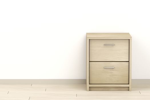 Modern wooden nightstand in the room