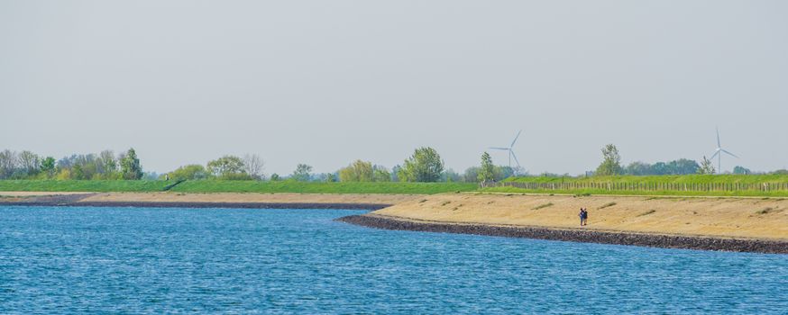 the coastline of the beach in Tholen, Oosterschelde, Oesterdam, Zeeland, The netherlands