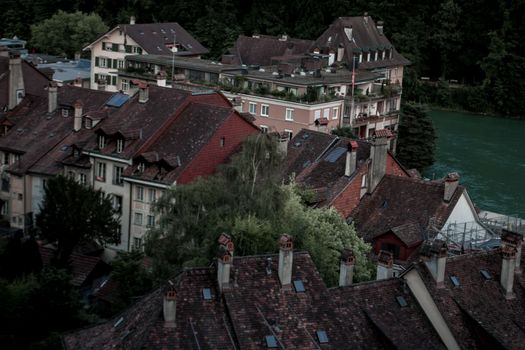 Looking out over houses and the canal in Bern