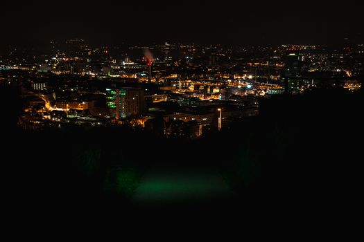 Looking out over the city during night