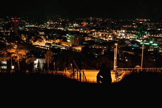 Looking out over the city during night