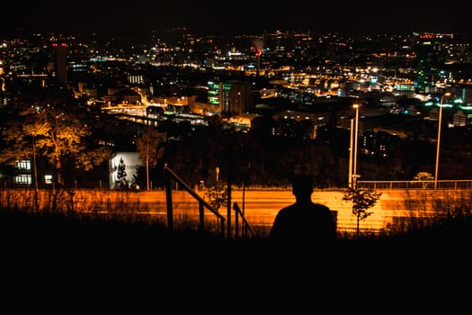 Looking out over the city during night