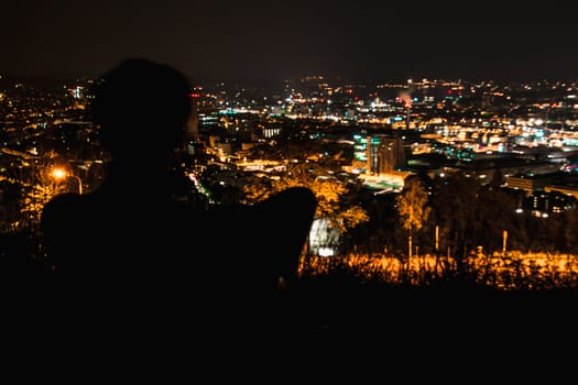 Looking out over the city during night