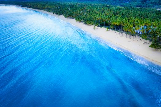 Drone shot of tropical beach.Samana peninsula,Coson beach,Dominican Republic.