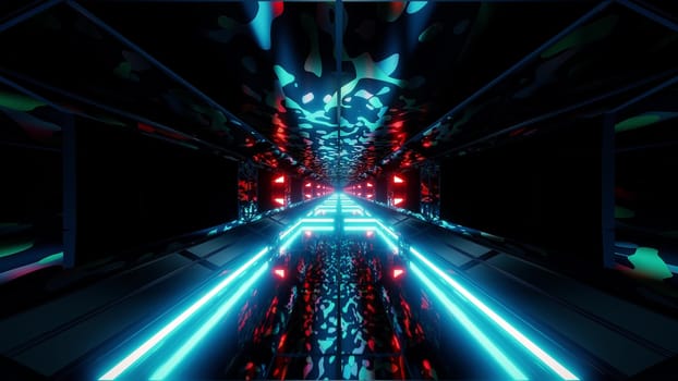 camouflage army space tunnel background wallpaper 3d rendering, futuristic camo space ship corridor