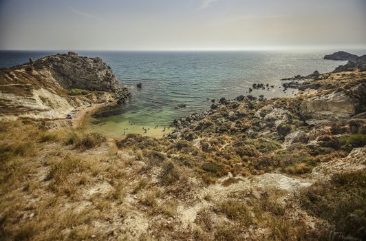 View of the beach of Cala Paradiso in Sicily from above #1