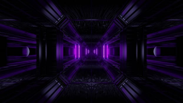 dark space scifi tunnel background with abstract texture background 3d illustration, futuristic dark high contrast science-fiction wallpaper 3d render 3d rendering