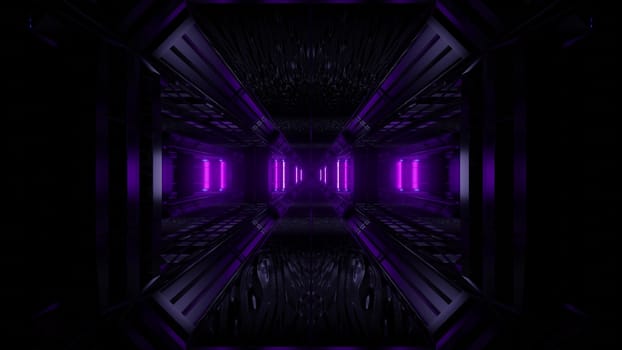 dark space scifi tunnel background with abstract texture background 3d illustration, futuristic dark high contrast science-fiction wallpaper 3d render 3d rendering