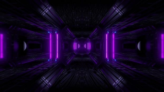 dark space scifi tunnel background with abstract texture background 3d illustration, futuristic dark high contrast science-fiction wallpaper 3d render 3d rendering