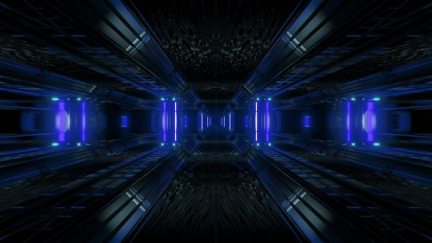 dark space scifi tunnel background with abstract texture background 3d illustration, futuristic dark high contrast science-fiction wallpaper 3d render 3d rendering