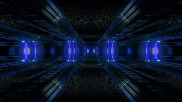 dark space scifi tunnel background with abstract texture background 3d illustration, futuristic dark high contrast science-fiction wallpaper 3d render 3d rendering