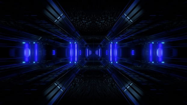 dark space scifi tunnel background with abstract texture background 3d illustration, futuristic dark high contrast science-fiction wallpaper 3d render 3d rendering