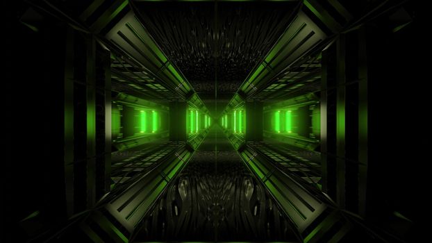 dark space scifi tunnel background with abstract texture background 3d illustration, futuristic dark high contrast science-fiction wallpaper 3d render 3d rendering