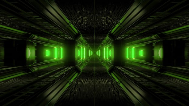 dark space scifi tunnel background with abstract texture background 3d illustration, futuristic dark high contrast science-fiction wallpaper 3d render 3d rendering