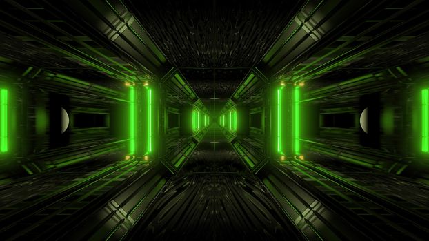 dark space scifi tunnel background with abstract texture background 3d illustration, futuristic dark high contrast science-fiction wallpaper 3d render 3d rendering