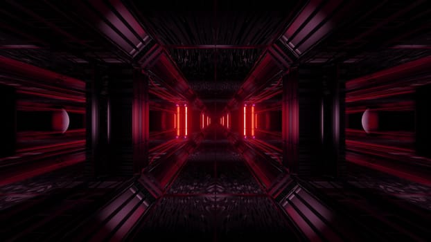 dark space scifi tunnel background with abstract texture background 3d illustration, futuristic dark high contrast science-fiction wallpaper 3d render 3d rendering