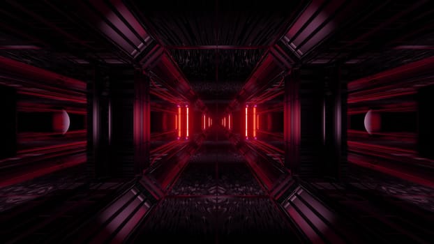 dark space scifi tunnel background with abstract texture background 3d illustration, futuristic dark high contrast science-fiction wallpaper 3d render 3d rendering