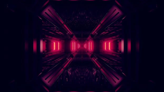 dark space scifi tunnel background with abstract texture background 3d illustration, futuristic dark high contrast science-fiction wallpaper 3d render 3d rendering