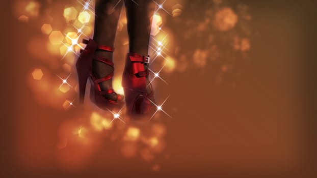 Female legs wearing red shoes - 3d rendering