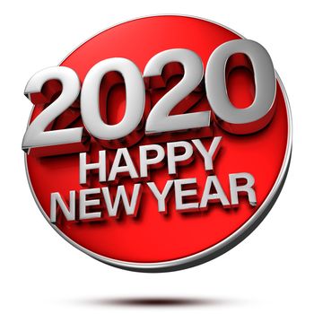 Happy New Year 2020 3D rendering placed on the black electronic circuit.