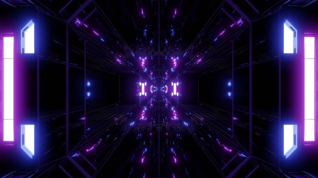 dak reflective scifi tunnel background with nicec glow 3d illustration 3d rendering, beautiful futuristic shiny scifi space corridor wallpaper with nice shine