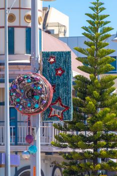 Christmas decoration in Geraldton Australia during sunny summer