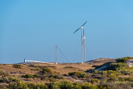 Erectable wind turbines of Coral Bay used for seawater desalination plant