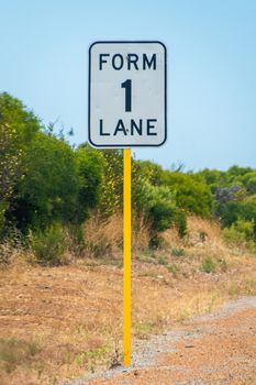Form One Lane street sign in Australia landscape