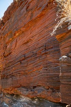 Layers of sand stone and bed rock at Karijini National Park Australia