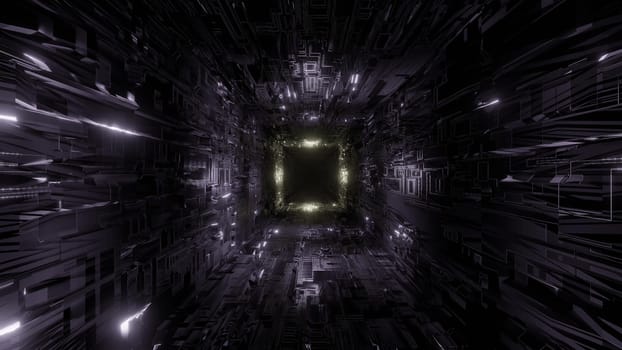 technic technology space tunnel background wallpaper 3d rendering 3d illustration, futuristic technic scifi space tunnel