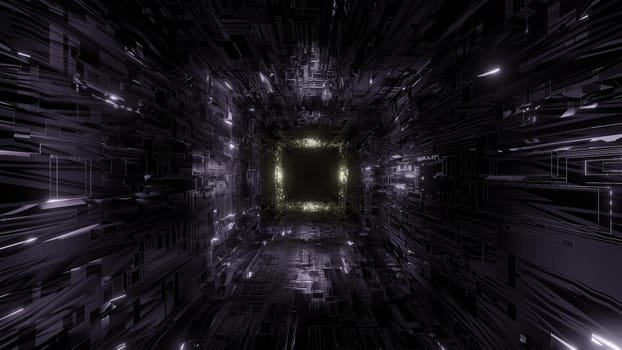 technic technology space tunnel background wallpaper 3d rendering 3d illustration, futuristic technic scifi space tunnel