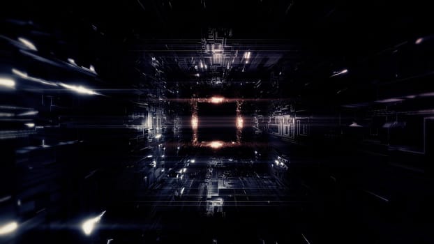 technic technology space tunnel background wallpaper 3d rendering 3d illustration, futuristic technic scifi space tunnel