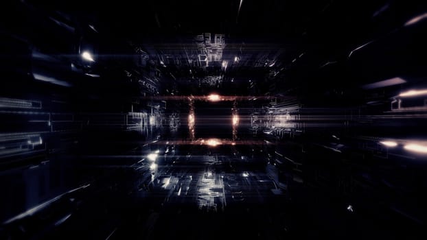 technic technology space tunnel background wallpaper 3d rendering 3d illustration, futuristic technic scifi space tunnel