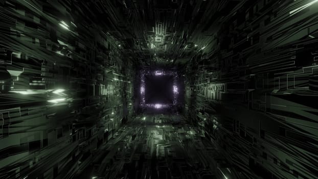 technic technology space tunnel background wallpaper 3d rendering 3d illustration, futuristic technic scifi space tunnel