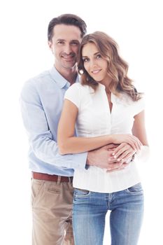 Portrait of happy couple isolated on white background