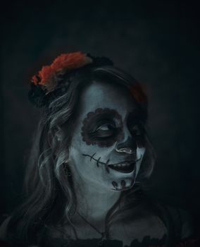 Model make up as a Day of dead celebration