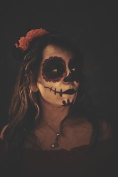 Model make up as a Day of dead celebration