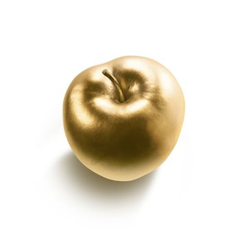 Gold apple isolated on white background. Gold fruit