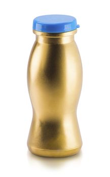 Gold plastic bottle. Clean pattern for packaging design