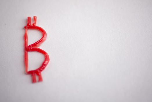 3d red bitcoin Sign on white background