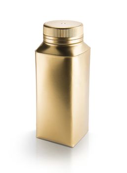 Gold plastic bottle. Clean pattern for packaging design