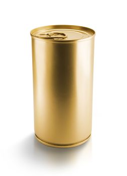 Gold can on white background. Clean for your design