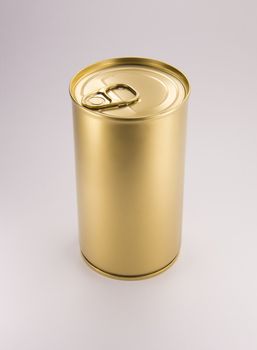 Gold can on white background. Clean for your design