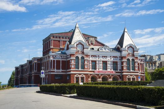 The building of the red brick Drama theatre Gorky's name in Samara, Russia. On a Sunny summer day. 17 June 2018