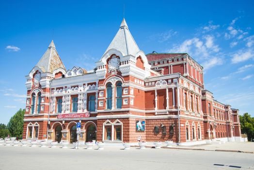 The building of the red brick Drama theatre Gorky's name in Samara, Russia. On a Sunny summer day. 17 June 2018